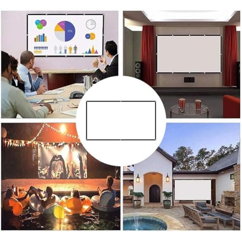 Projector Screen Portable Indoor/Outdoor Movie Theater Screen 16/9 Polyester White Soft Screens For Outdoor Camping Collapsible High Contrast Hanging Hole Grommets (72inch) — view 6