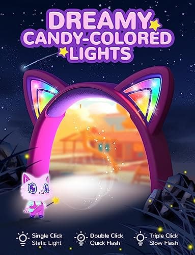 iClever HS25 Kids Headphones Toddler Girls LED Cat Ear Travel Gift — view 3