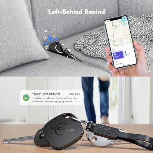 VOCOlinc Smart Tracker Tag, Key Finder Works with Apple Find My (iOS Only), IP65 Waterproof & Battery Replaceable, Bluetooth Item Locator for Wallet, Luggages, Suitcases, Bags, Black 1 Pack — view 3