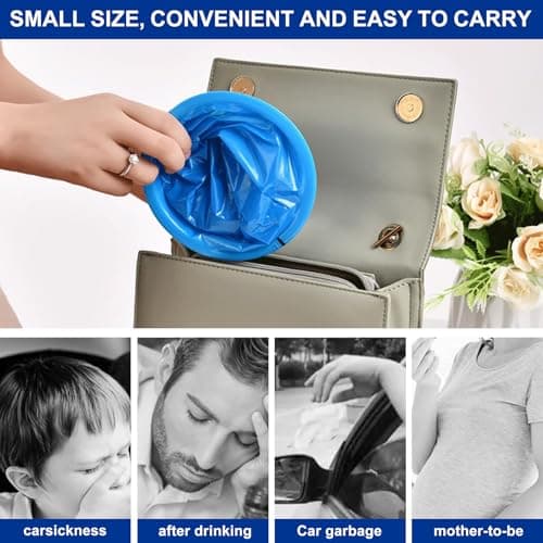 Sick Bags Pack of 50 - Leakproof Vomit, Portable Travel Sick Bags for Car Travel, Ideal for Motion Sickness, Morning Sickness Relief, Taxi Drivers & Pregnant Women — view 4
