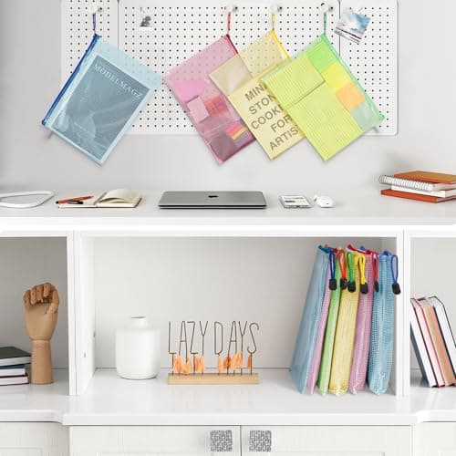 12Pcs Plastic Wallets with Labels, A4 Zip Lock Folders, Waterproof Mesh Document Bag for School Office Travel, Colorful Zipper Pouch Pocket for Bill Luggage Homework Jigsaw Storage — view 6