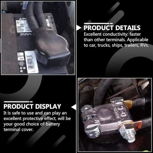 Mikikit Military-grade Battery Terminal Post Kit for Car Truck Recreational Vehicle Camper Marine Boat with Positive Negative Clamps and Flame Retardant Protective Covers — view 5