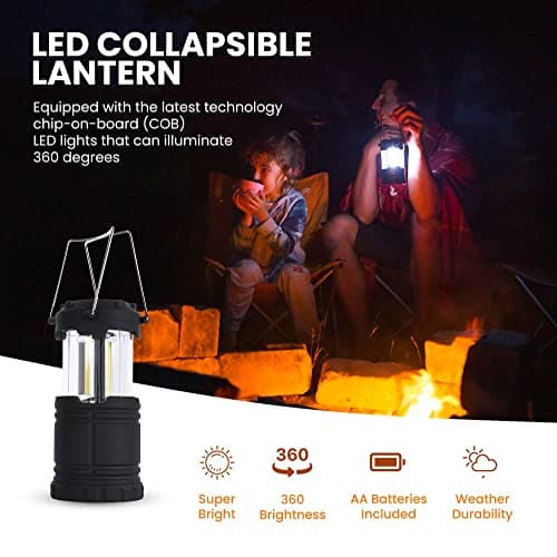 Albert Austin Collapsible COB LED Camping Light | Indoor/Outdoor Emergency Lantern | 2X Brighter LED Lights | Battery Powered | Built in Handles | Collapsible | Portable | Tent Lights - Twin Pack — view 4