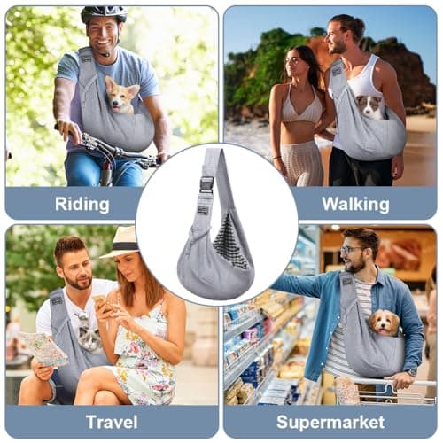 Adiwo Puppy Carrier - Reversible Hands-free Dog Carry Sling for Small & Medium Dogs & Cats, Soft & Comfortable, Adjustable Dog Carrier Bag Shoulder Tote for Outdoor Walking, Travel & Shopping — view 6
