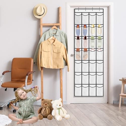AUAUY Over the Door Shoe Storage Organiser, 28 Large Mesh Pockets — view 5