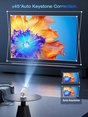 Built-in Apps & Android 14.0 Mini Projector Portable 30000 Lux Projector 4K Supported 180° Rotation & Auto Keystone, Outdoor Compatible with TV Stick/Windows/iOS/Android/HDMI/USB (white, 17 * 8 * 10) — view 5