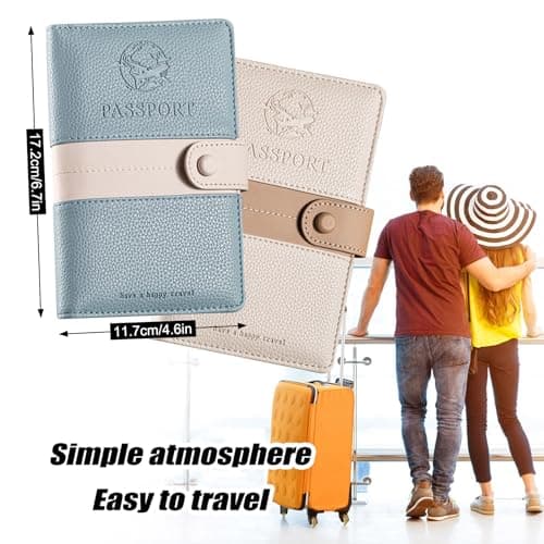 EPROICKS Passport Holder Travel Wallet Passport Cover with RFID Blocking Protector for Men Women PU Leather Travel Document Holder (Beige) — view 3