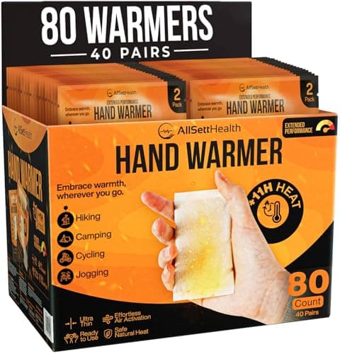 Natural Hand Warmers Disposable - 40 Pairs (80 Warmers) - Air Activated 11 Hours of Consistent Natural Heat Handwarmers Pack - Easy Activation | Portable Hand Warmers Bulk, Hot Heat Pack Feet & Body
