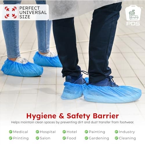 PDS Shoe Cover |200Pcs/100 Pairs| Extra Large Measuring 41x15cm | Blue Single Use Shoe Covers Disposable | Durable Disposable Shoe Covers | Boot Cover, Shoe Protector — view 4