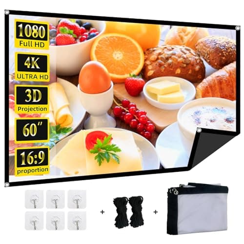 Foldable 60-inch Projector Screen,XINLEMY 4k 16:9 Anti-Crease Portable Washable Projector Backing Black Absorbs Light Movies Screens for Home Theater Backyard Indoor and Outdoor camping