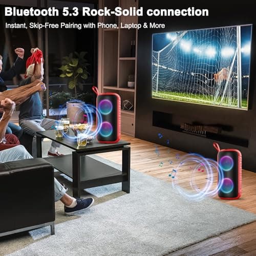 Dyurwa Portable Bluetooth Speaker with 24W Stereo Sound, Speakers Wireless Bluetooth 5.3 with 12H Playtime, IPX6 Waterproof and RGB lights, Built-in Mic Outdoor Speaker for Home/Hiking/Party/Travel — view 3