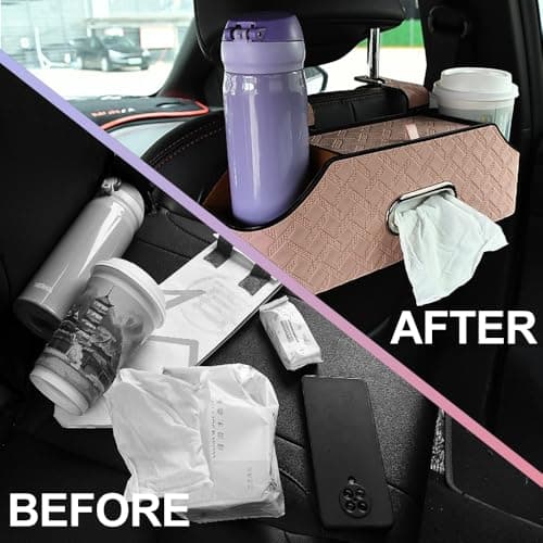 JSCARLIFE Car Headrest Backseat Organizer with Cup Drink Holder,Backseat Storage Box and Cell Phone Holders Car Headrest Rear Seat Multifunctional Storage Box for Kids, Travel, And Road Trips (Pink) — view 6