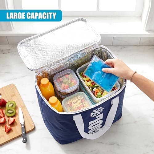GEEZY Insulated Cool Bag 24 Litre - Keep Food Fresh & Chilled, Foldable Design, Thermal Aluminium Foil Lining, Double Puller Zipper - Great for Family Beach Trips, Picnic, Camping, Grocery Shopping — view 6