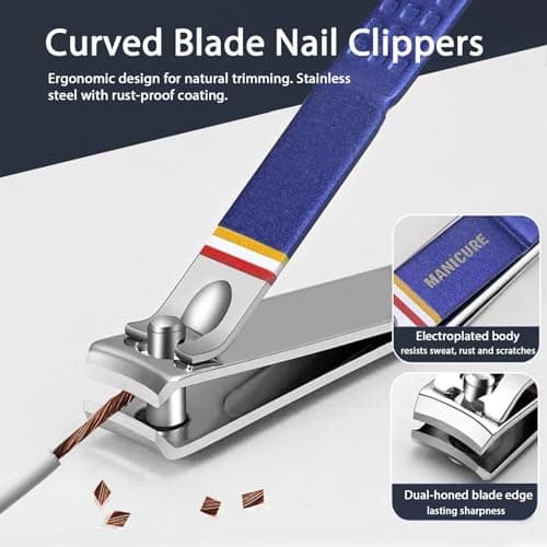 Rich Bunny Professional Nail Clippers Set, 11PCS Stainless Steel Manicure Set with Compact Travel Case - Nail Care Tools for Men & Women, Pedicure & Grooming Nail Kit for Home or Travel (Royal Blue) — view 3