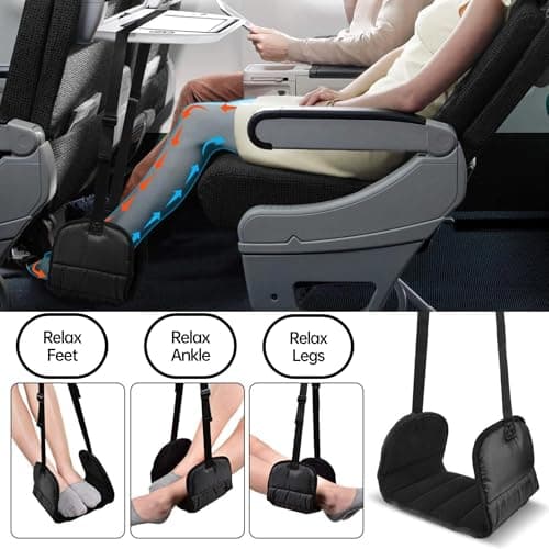 Portable Ultimate Comfort Set for Plane Sleep Kit at Plane Inflatable Travel Pillows Foot Rest Hammock Eye Mask Ear Plugs for Airplane Essentials for Seat Airplane Gadgets for Sleep Comfort (F) — view 4