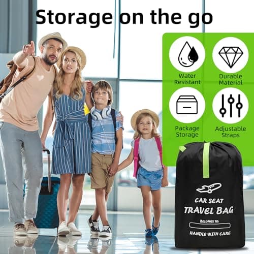 YooGoal Car Seat Travel Bag, Portable Car Seat Cover for Airplane, Large Waterproof Gate Check Bag with Shoulder Strap for Child Seats — view 3