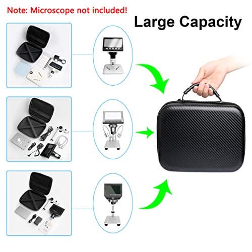Bysameyee Original LCD Digital Microscope Carrying Case, Ultra Big Size Storage Bag Box for USB/WiFi/LCD Screen Handheld Portable Microscope Camera Endoscope Magnifier Pocket Microscope — view 3