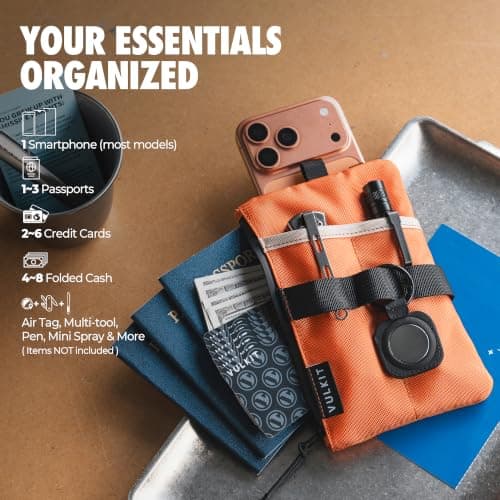 VULKIT Minimalist Travel Wallet RFID Blocking with Lanyard and Wrist Strap — view 3