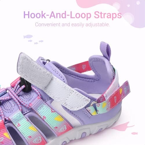 DREAM PAIRS Kids Comfy Sport Sandals,Purple,4 Big Kid — view 4