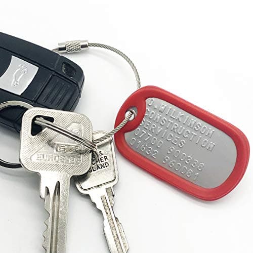 Set of 1 Personalised Luggage Stainless Steel Dog ID tag with Cable & Silencer Read Description to See How to ADD Personalisation (Camo Pink) — view 4
