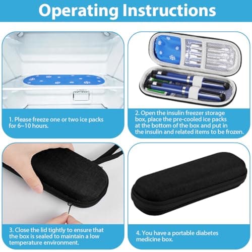Fefod Insulin Cooler Travel Case, Medicine Cooler for Travel Insulin Case with 2 Ice Pack, Diabetic Supplies Insulin Pen Case, Diabetic Small Storage Travel Pack, Portable Insulin Travel Case — view 5