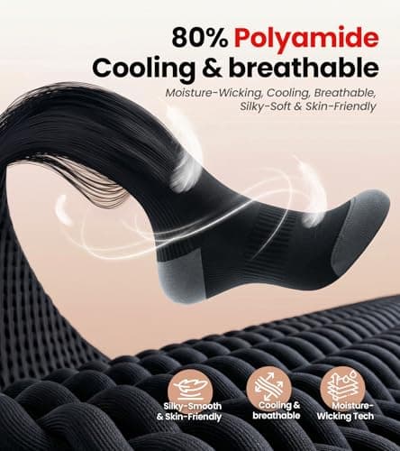RUIXUE Compression Socks for Women and Men, 20-30 mmHg Cooling Flight Socks, 2 Pairs Graduated Socks for Travel, Sport, Nurse, Long Sitting(Swelling & Aches Relief), Black, S-M — view 5
