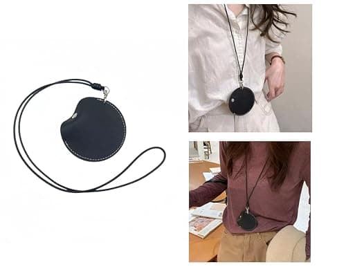 HORNO 1 Pcs Black Soft Leather Earplugs Case Pendant with Lanyard, Portable Noise Isolation Earplug Storage Bag for Travel, Work — view 3