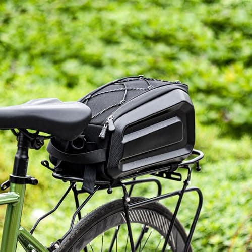 doorslay Bike Rack Bag, 10L Large Capacity Rainproof Commuter Travel Outdoor Bike Saddle Bag with Reflective Strips, for Rear Rack Storage Black (YA693) — view 2