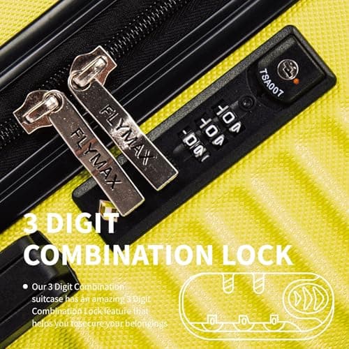 FLYMAX Cabin Luggage 4 Wheel Suitcase Lightweight Carry on 55x35x20 Approved for Flybe Ryanair Easyjet British Airways Yellow — view 5