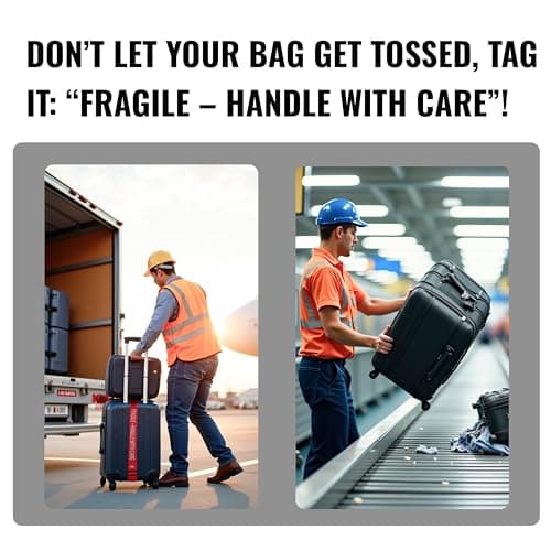 TWICK - TWICK - 2x Suitcase Straps, Adjustable Luggage Straps | FRAGILE - HANDLE WITH CARE Advice | Security Protection form Bag Damage in Airport Transit | Fits Most Bags - Black — view 3