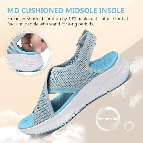 Hanani Womens Orthopedic Sandals Adjustable Strap Sandals Arch Support Ladies Summer Wedge Slingback Sliders Platform Walking Shoes Washable Slide Sport Girls Casual Thick Bottom Beach Shoes — view 4