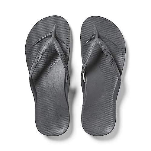 ARCHIES Arch Support Flip Flops for Men & Women – Orthotic Sandals for Plantar Fasciitis Relief – Lightweight, Cushioning, Shock-Absorbing Sandals for Walking, Foot Pain - Charcoal