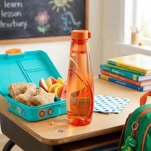 Reusable Water Bottle Set of 6 x 950ml – BPA Free Plastic Drinks Bottles, Leakproof Screw Lid, Slim Fridge Water Bottles for Gym, Sports, School, Travel, Juice & Everyday Hydration (Random) — view 4