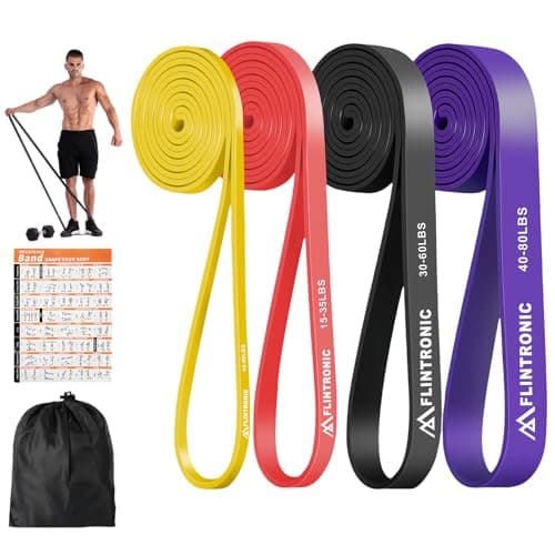 Flintronic Resistance Bands Set, 4 Different Levels Exercise Bands, Pull Up Bands Set for Men Women, Workout Bands for Home, Gym, Muscle Toning, Yoga, Stretch Mobility, Strength Training