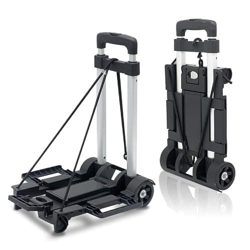 Sack truck 30kgs / 66lbs Aluminum Folding Hand Truck Heavy Duty Multi-Functional Hand Truck Portable Luggage Sack Trolley for Luggage Travel Auto Moving Office Folding trolley Dolly trolley