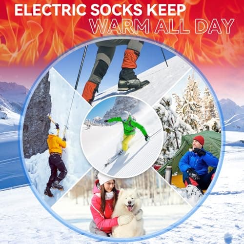 Olycism Heated Socks 8500mAh Battery Rechargeable Electric Heated Socks for Men Women 4 Temperature Adjustable Outdoor Riding Camping Hiking Motorcycle Skiing Warm Winter Socks，Size-M. — view 6