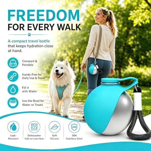 Portable Dog Water Bottle for Walking, 2-in-1 Stainless Steel Dog Bottle — view 6