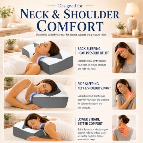 Hydomi Memory Foam Cervical Pillow for Neck and Shoulder Pain: Orthopedic Neck Support Pillows for Sleeping with Hollow Design Ear Pain Free- Ergonomic Bed Pillow for Side/Back&Stomach Sleeper — view 3