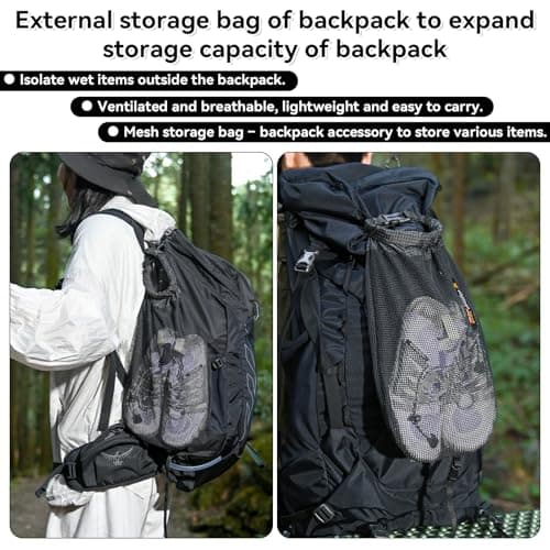 HIKEMAN Pocket for Backpack - Waterproof Mesh Shoe Bag for Backpack,Ultralight Hiking Boot Bag,Walking Boot Bag,Shoe Storage Pouch,Shoes Carrier for Outdoor Hiking,Trekking,and Travel Boots(L) — view 2