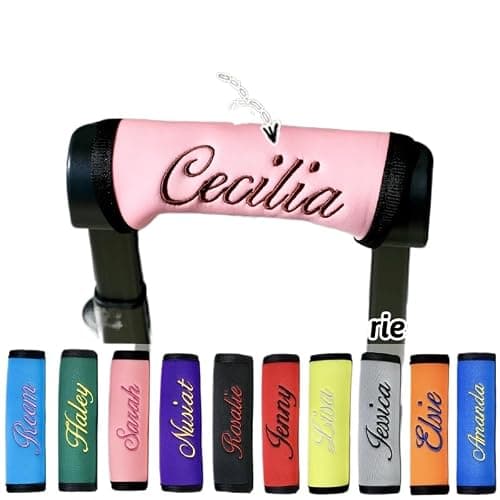 Personalized Embroidered Baby Seat Name Tag - Customizable Stroller Name Wrap - Suitcase Handle Cover - Stroller ID - Infant Car Carrier (Embroidered Name)