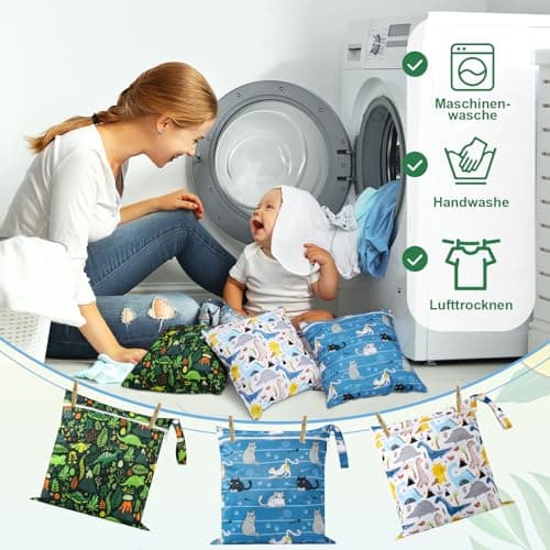 GSrenyu 3 Pcs Wet Bag Waterproof Wet Dry Bags, Reusable Nappy Bag Organiser — view 5