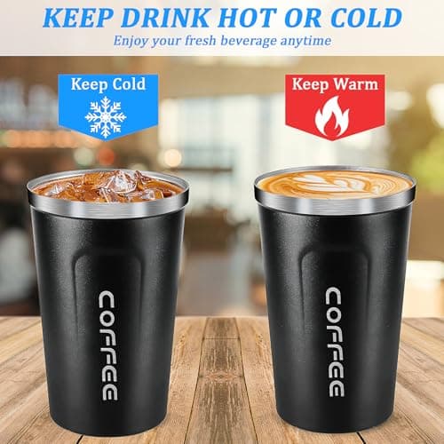Kaxtde 6 Pack Stainless Steel Travel Mugs Bulk, 380 ml Insulated Coffee Cup for Cold Hot Drinks, Reusable to Go Tumblers with Leakproof Lid for Car Camping Gym Office (3 Colours) — view 4