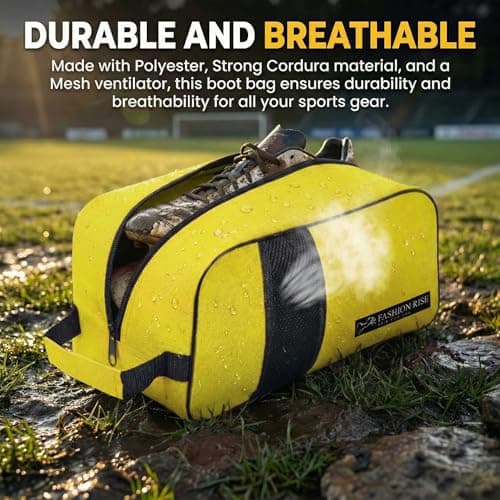 Waterproof Sports Boot/Shoe/Travel Bag for Football Cricket Rugby Golf Toiletry Gym for Men/Women (Yellow) — view 2