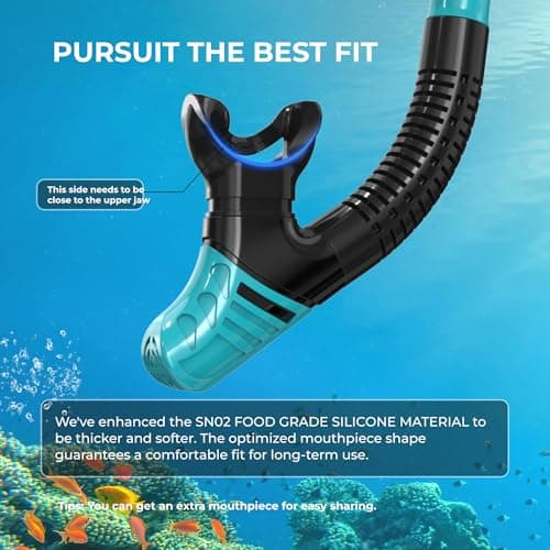 G2RISE SN02 Snorkel Set Adults - Scuba Mask Diving Goggles Dry Snorkeling Gear with Breath Easy Airflow Tech & Anti-fog Design（2PACK) — view 5