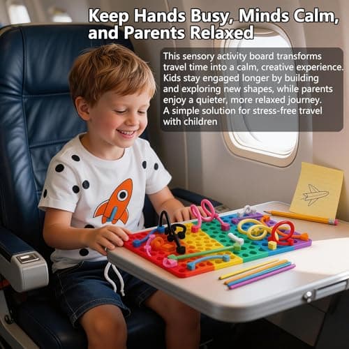 Sensory Activity Board for Kids&Adults, Silicone Fidget Toy for Travel Airplane Car, Quiet Busy Board for Autism ADHD Anxiety Relief, Silent Classroom Toy, Stocking Fillers Gift for Boys Girls — view 6