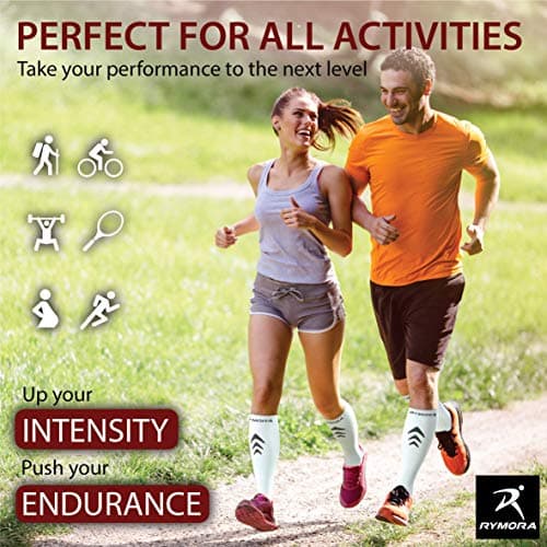 Compression Socks for Men and Women (Pair) (Cushioned) (White) (Medium) [M] — view 5