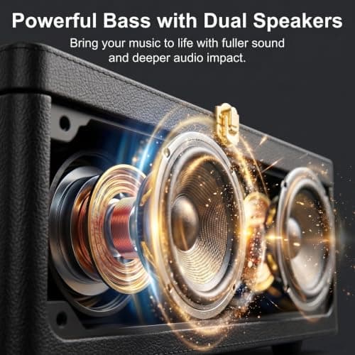 Gueray Portable Leather CD Player Bluetooth with Speakers 3600mAh Battery — view 3
