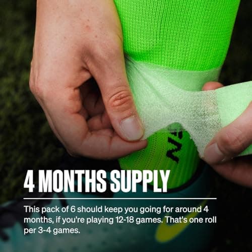 SPORTTAPE 6 Rolls Football Sock Tape, 5cm x 4.5m, Mint Green, Cohesive — view 3