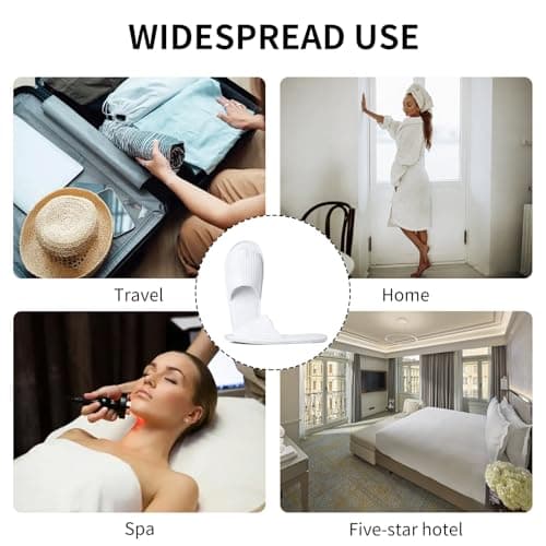 Reusable Open Toe White Anti-Slip Indoor Slippers for Hotel Bath Travel Use — view 5