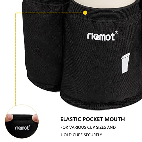 riemot Luggage Travel Cup Holder, Free Hand Drink Caddy - Hold Two Coffee Cups, Fits Roll on Suitcase Handles - Gifts for Travelers, Tourist, Flight Attendants Travelers Accessories — view 3